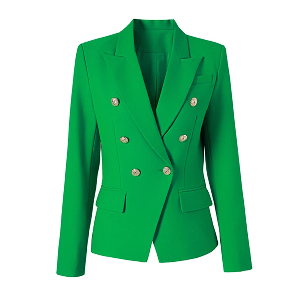 

Double-breasted 2 Colors Option Solid Long Sleeve Office Lady Slim Elegant Women Blazer