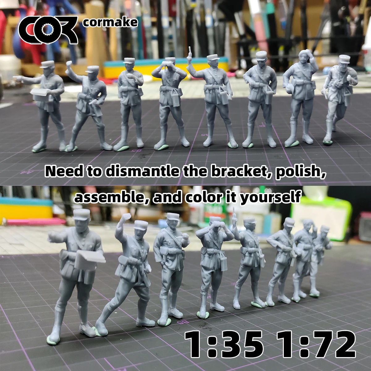 레진 3D 스케일 미니어처 모델 키트 프랑스 장교 군인 피규어 군사용 10개 세트 1939-1945 1/35 1/48 1/72