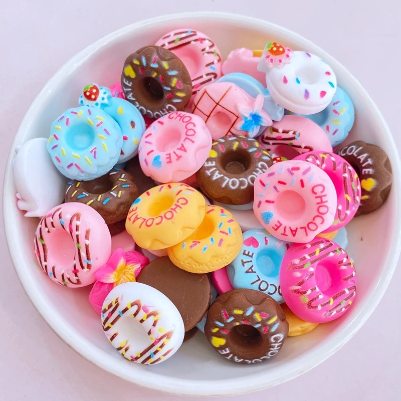 Resin Ornaments Craft Supplies Resin Crafts Resin Crafts Accessories 20Pcs Cute Mini Lovely Doughnut Bread Flat Back Resin Cabochons Scrapbooking DIY Jewelry Craft Decoration Accessories