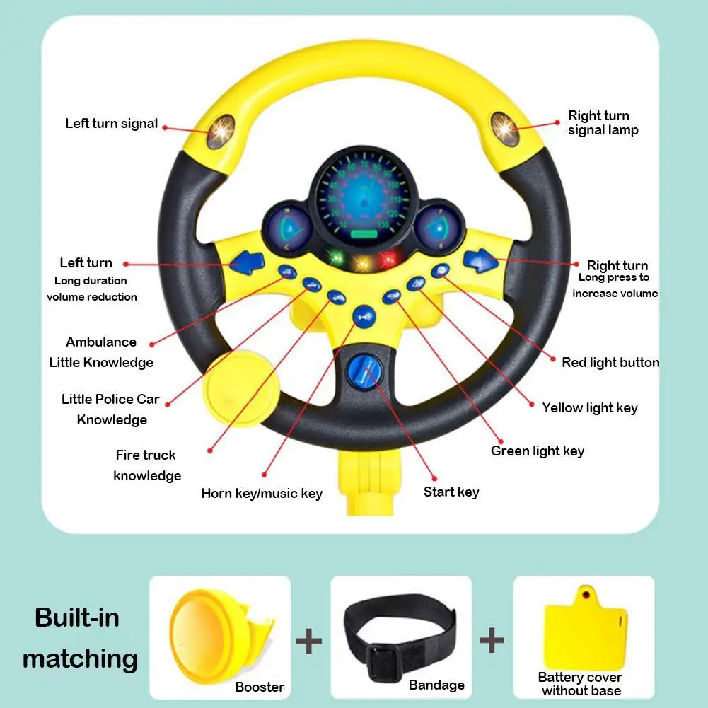 1pcs Kids Electric Simulation Steering Wheel Toy Multifunctional Car Driving Toy with Music and Light Toy for Boys and Girl K9B2 4