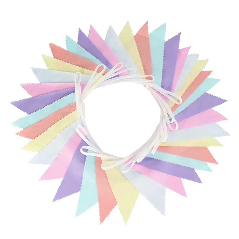 Fabric Rainbow Happy Birthday Bunting Banner With Tassels - 3m | Triangle Flag Pennant Garland, 100% Cotton, For Boys, Girls, Adults, Indoor Or On - View #8