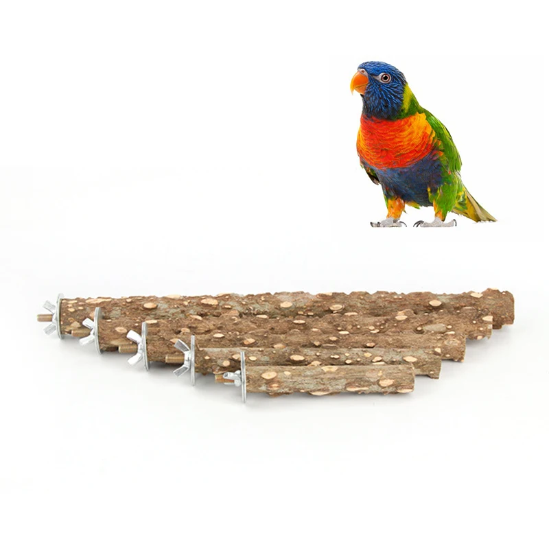 Wooden Bird Parrot Stand Rack Branch Holder Paw Grinding Perches Chew Pets Toys Hanging Cage Decor Chew Bite Toys Stick 10-30cm
