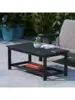 Two Tiered Commercial Grade Adirondack Coffee Table - Black Finish Poly Resin Wood - All-Weather - Slatted Shelf Design 1