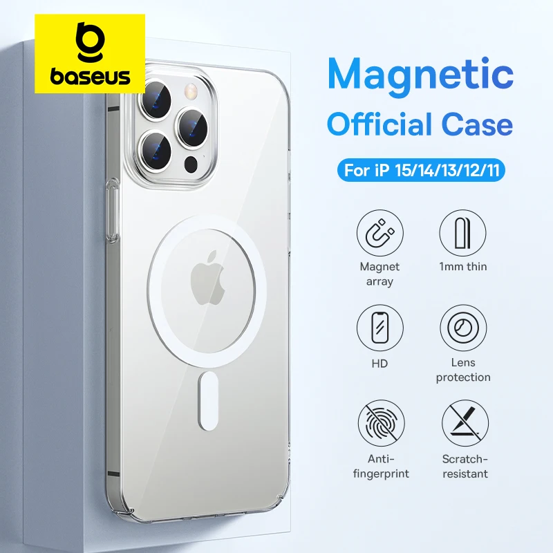 Baseus Magnetic Case for iPhone 16 15 Pro Max Case Wireless Charging Cover for iPhone 14 13 12 11 Pro Max Plus PC Phone Case