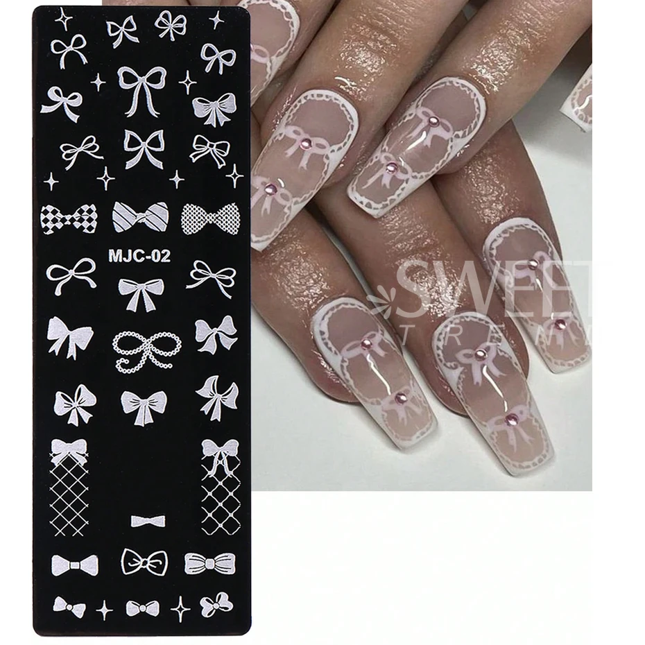 3pcs Bow Tie Nail Stamping Plates Butterfly Design Floral Flower Leaf  Nail Art Stamp Stencil Printing Template Manicure Tools 2