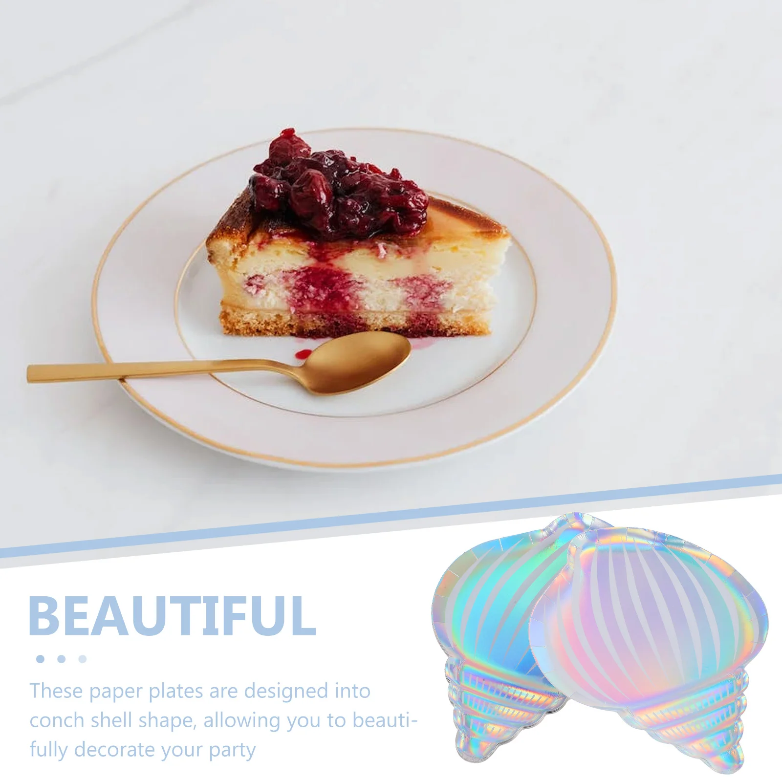 24 Pcs Seashell Paper Plates Disposable Party Supplies Cake Plates Snack Lightweight Proper Size Mermaid Dining