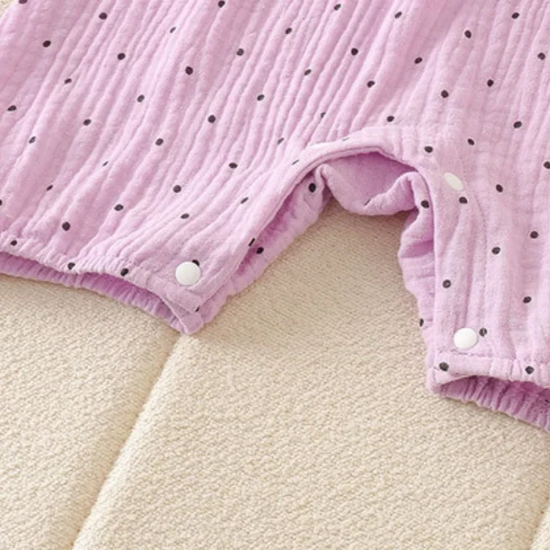 2026 Summer Baby Clothes Girls Dot Bow Romper 0-24M Newborn 100% Cotton O-neck Flutter Sleeve One Piece Bodysuit 6