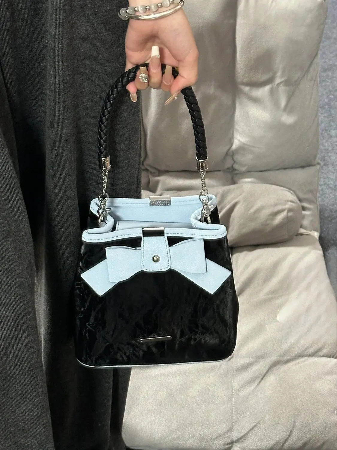 JIAERDI Sweet Cool Black Shoulder Bags Purse Women 2025 Versatile Bow Y2k Handbag Female Hot Girls Crossbody Bags Bucket Bag New