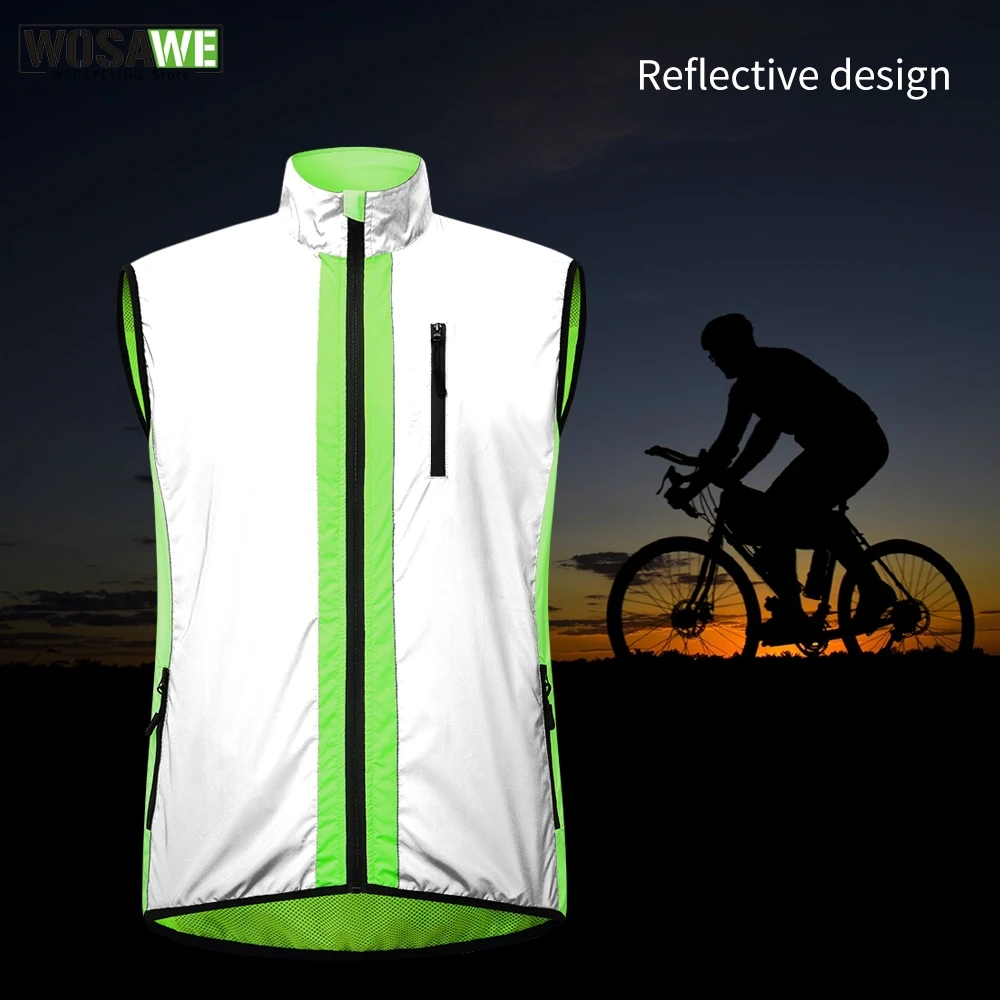 Men Full Reflective Cycling Jacket High Visibility Windbreaker Night Sport  Coat