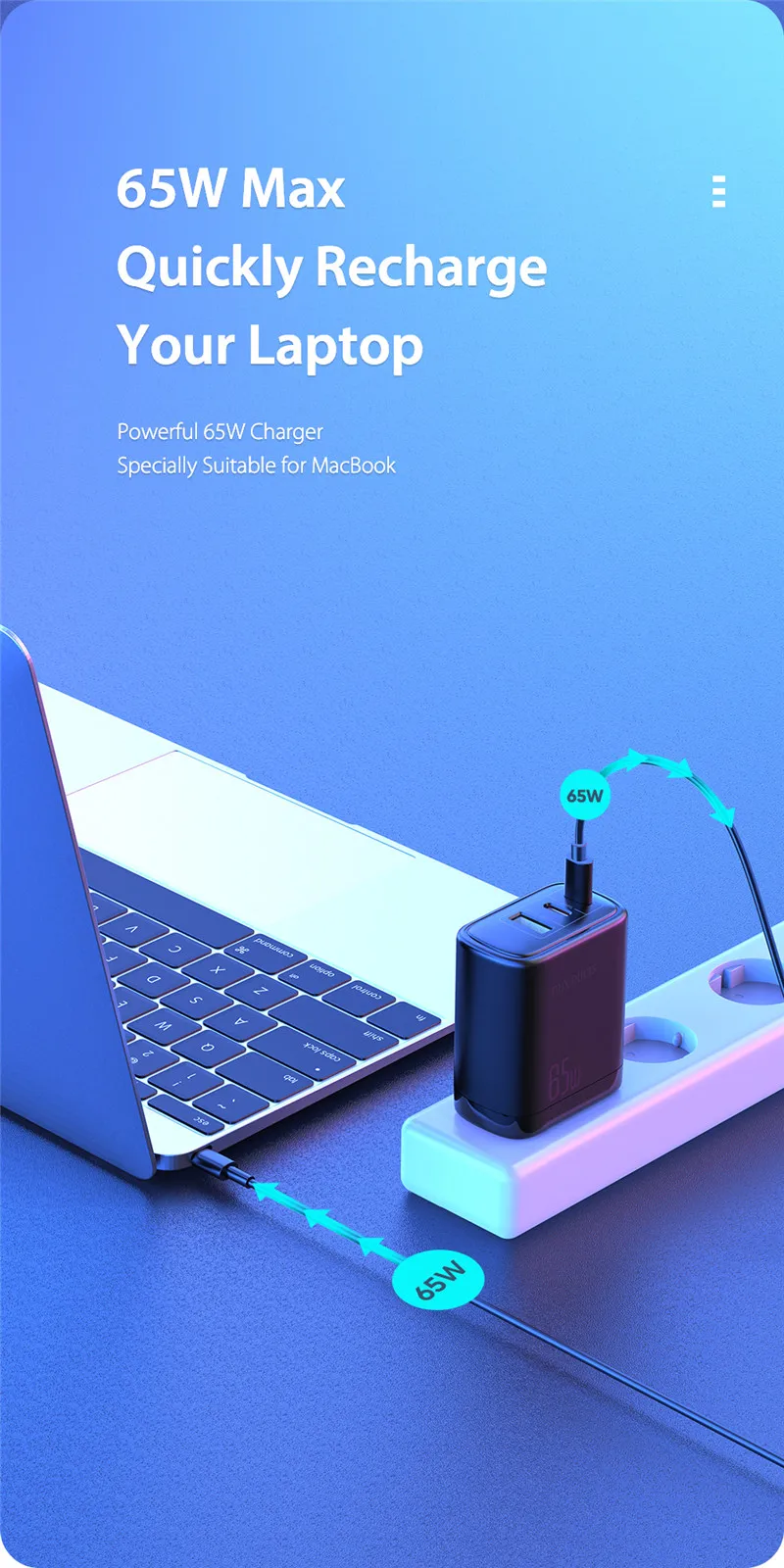 usb c fast charge 65W GaN Charger 3 Ports USB Type C QC 4.0 3.0 PD Fast Charging Charger for Macbook iPad Mini Phone Chargers for iPhone 13 12 11 quick charge 2.0