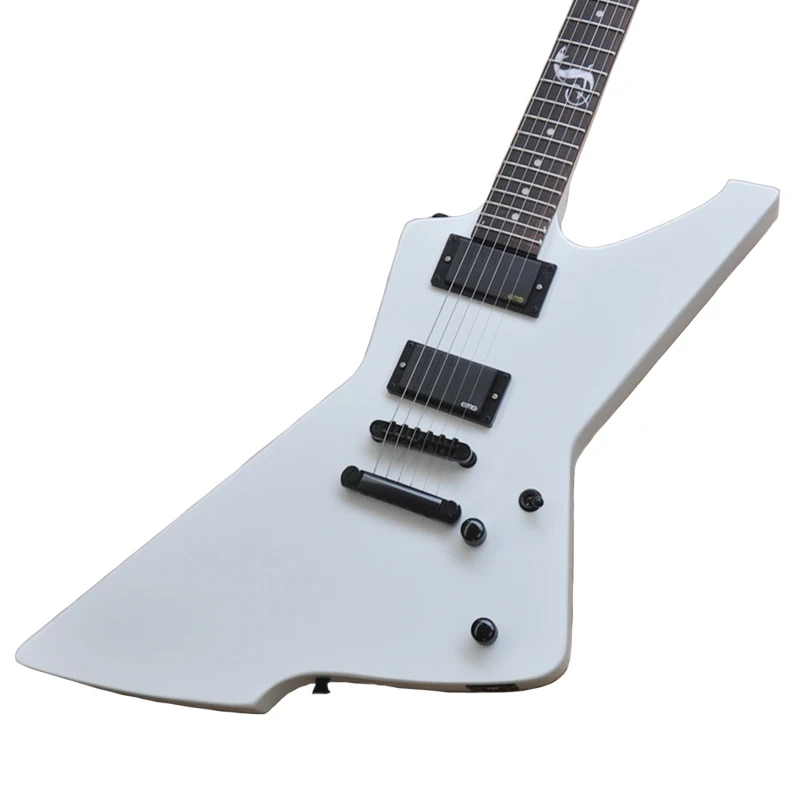 Shaped Goose Electric Guitar White Body Snake Fingerboard Inlaid With Active Line Black OTGT-2009