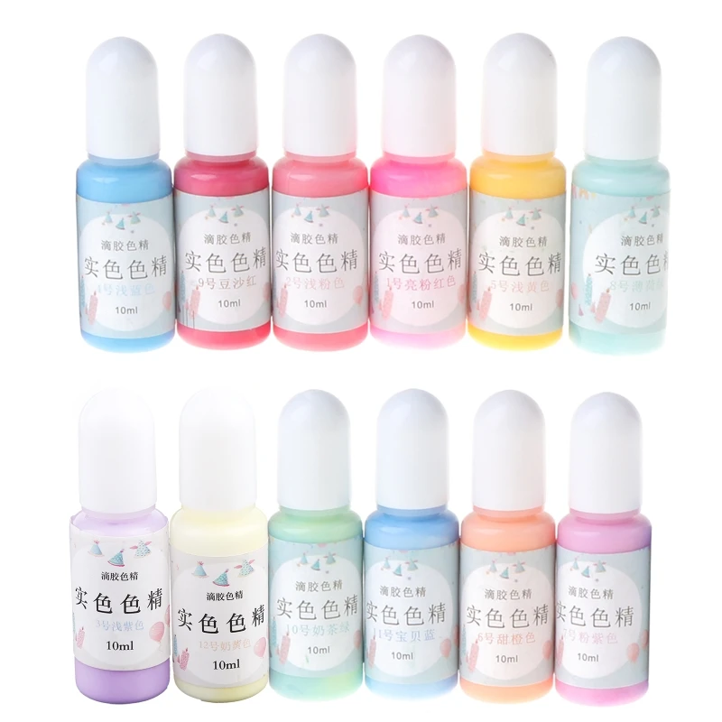 

F42F 12 Bottles Liquid Resin Colorant Macaron Candy Color Pigment Dye Epoxy Resin Dye for DIY Art Coloring Jewelry Making