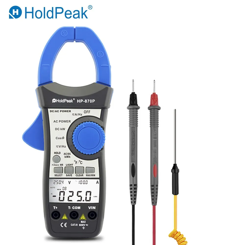 Holdpeak Hp-870P Power Clamp Meter Ac/Dc Voltmetro 999.9A Amperometro Multimetro Elettronico Tester Di Energia Attiva Diagnostico-Strumento