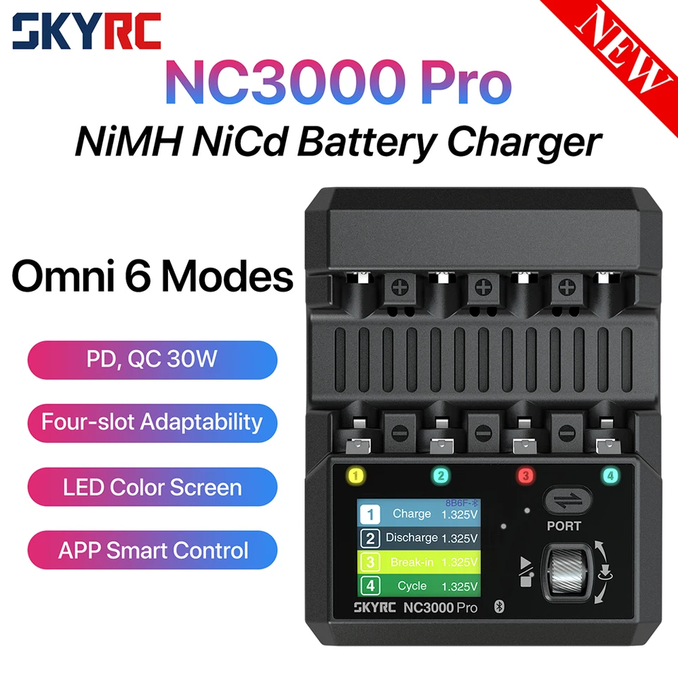 新しい SkyRC NC3000 プロ NiMH NiCd バッテリー充電器 PD/QC AA/AAA
