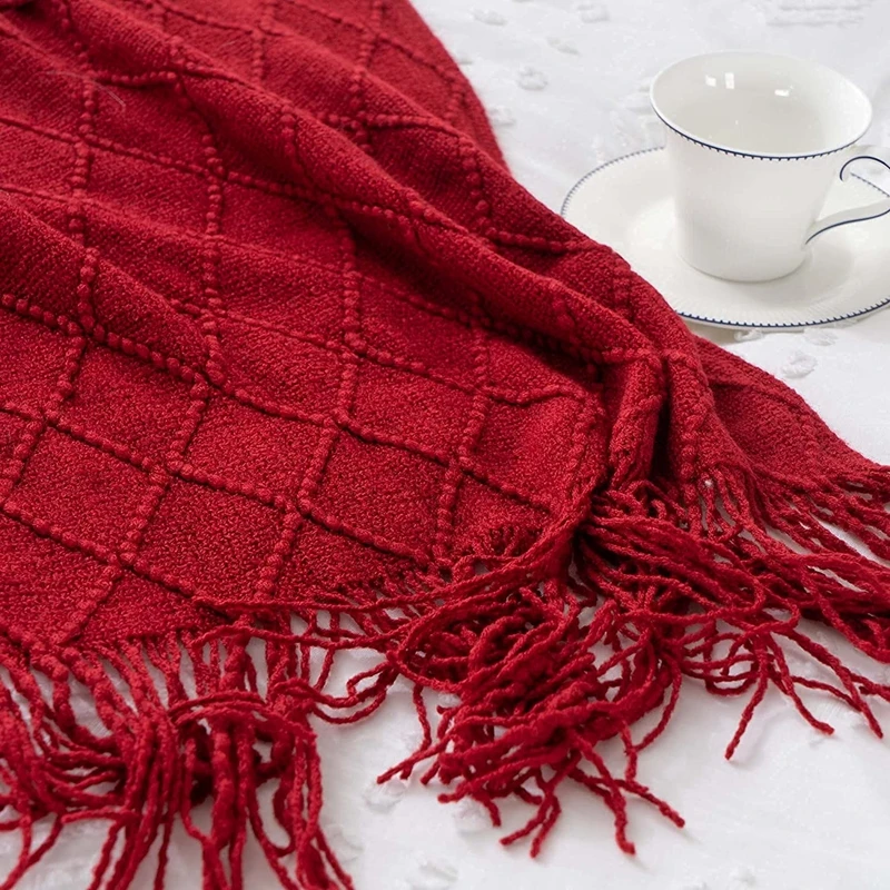 Red Nordic Christmas Blanket 5