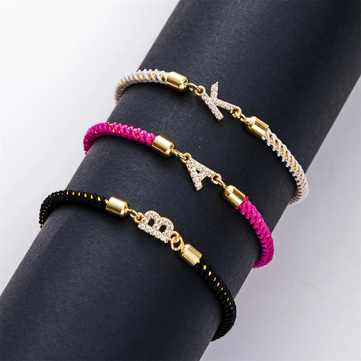 Bracelet Jewelry Pave Zircon A-Z Letter Bracelet for Women Colorful Adjustable Rope Initial Bracelets DIY Couple Bracelets Accssories Gifts