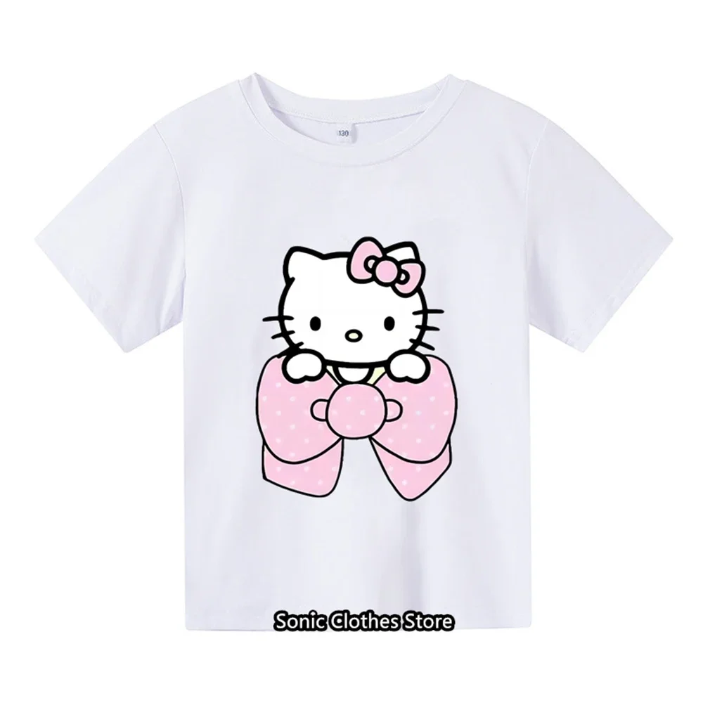 

Kawaii Hello kitty футболка для девочек одежда Свитшот пуловер Модные аниме мультфильмы повседневные для мальчиков детей Топы женские футболки