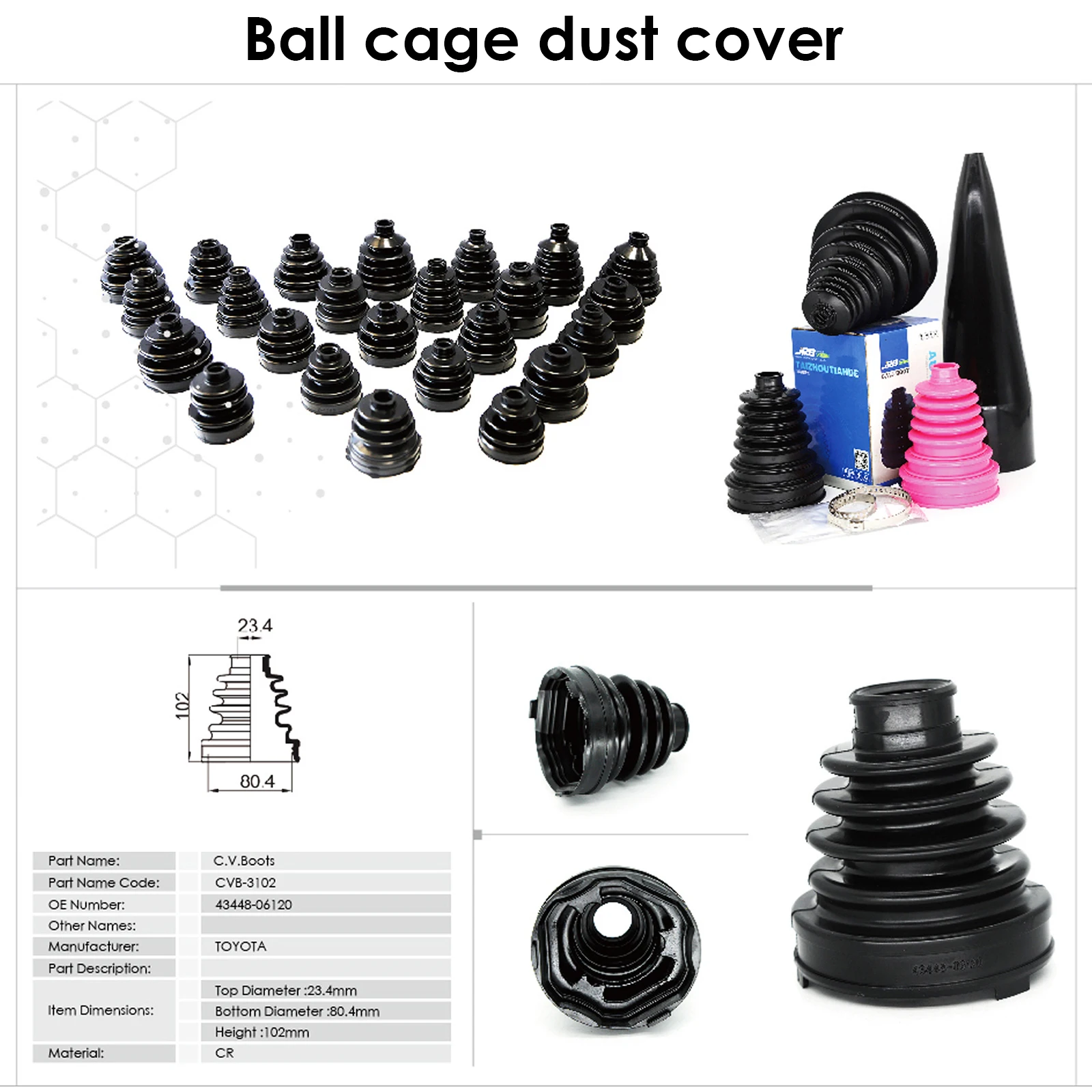 

Universal CV Constant Flexible Velocity Joint Constant-velocity Dust Cover CV Boot Anti-aging Wear Resistance