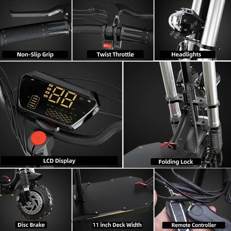 11'' Off-road Electric Scooter AJOOSOS X60 X500 X750 X700 Electric Scooters 100KM Range 85KM/H Max Speed Hydraulic Shock Absorbe