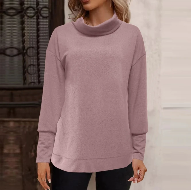 

Women's Casual Turtleneck Sweater New Autumn Fashion Dropped Shoulder Sleeve Pullover Sweater for Women