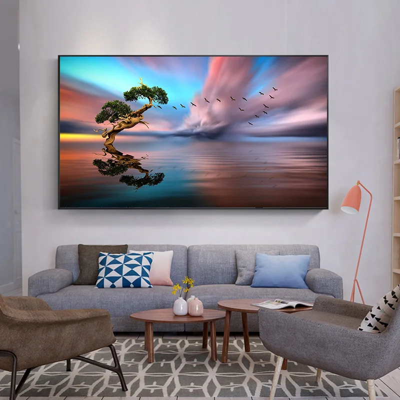 Modern Nature Landscape Trees Colorful Starry Sky Canvas Painting Wall Art Picture Print For Living Room Nordic Home Decoration