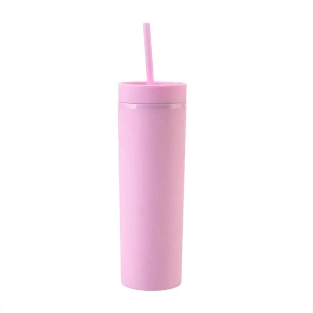 Wholesale 16oz Plastic Skinny Tumbler Slim Juice Cups Candy Colors With Lid  And Straw Portable Water Bottle For Party Gift - AliExpress