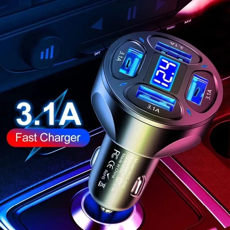 4 Ports USB Car Phone Charger Adapter