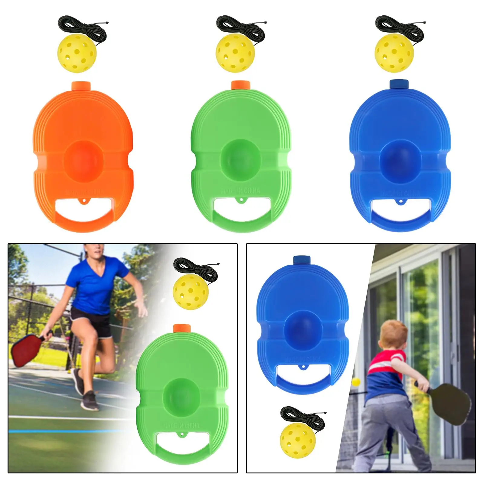 Pickleball Trainer Baseboard Sparring Device with Pickleball Ball
