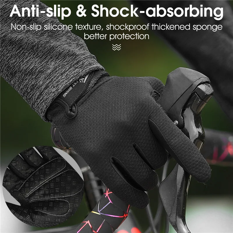 WEST BIKING Summer Cycling Gloves  MTB Full Finger Bike Gloves Touch Screen Non-Slip Silicone Palm Rest Driving Riding Gloves 5