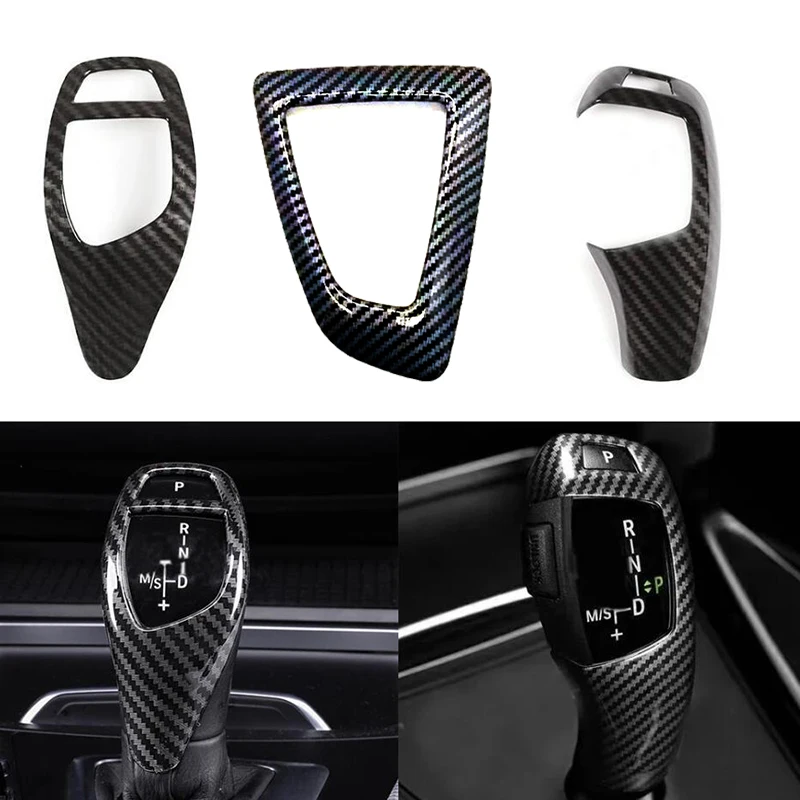 Carbon Fiber Texture For BMW F30 F10 F15 F07 F20 F21 F22 F32 F34 F35 5GT Car Gear Shift Panel Frame Gear Knob Cover Head Trim