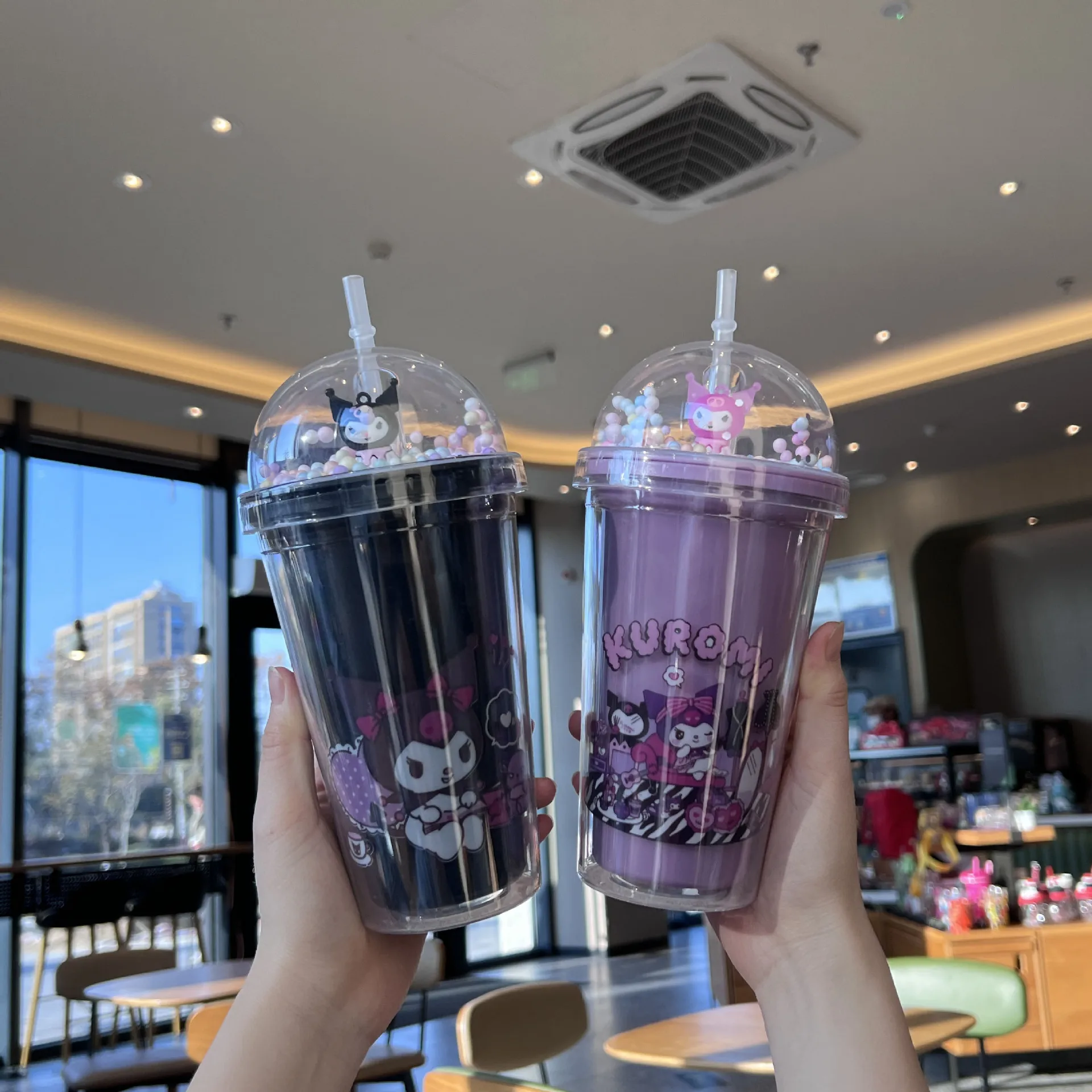 

Sanrio аниме Kuromi Hello Kitty Cinnamoroll Melody пластиковая чашка для воды двухслойная пластиковая чашка портативная Спортивная кружка соломенный подарок для девочки