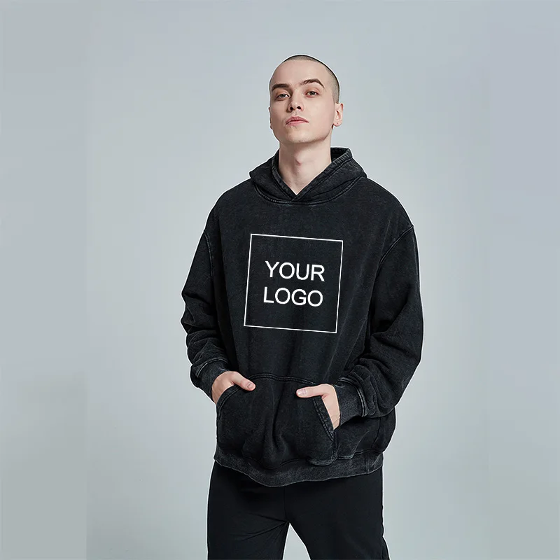 Custom Hoodies for Men Long Sleeved Vintage Sweatshirts Design Your Logo Cotton Hooded Tops Pattern Pullovers Unisex Clothing