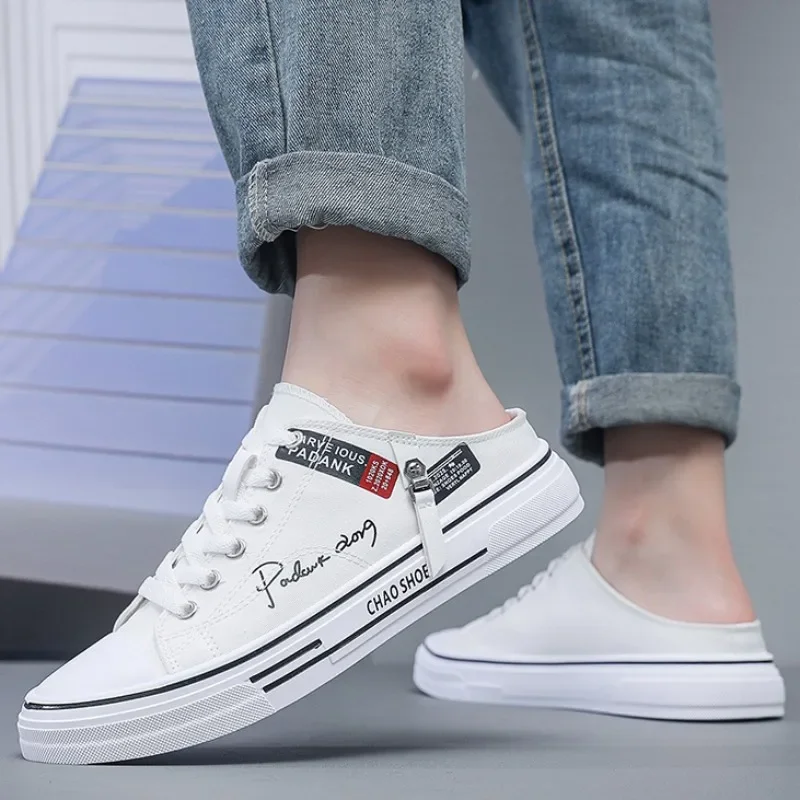 Trend Designer Men Half Slippers Summer Comfortable Breathable Flat Outdoor Casual Walking Shoes For Men Lightweight Sneaker Casual Shoes Casual Sneakers Fashion Sneakers
