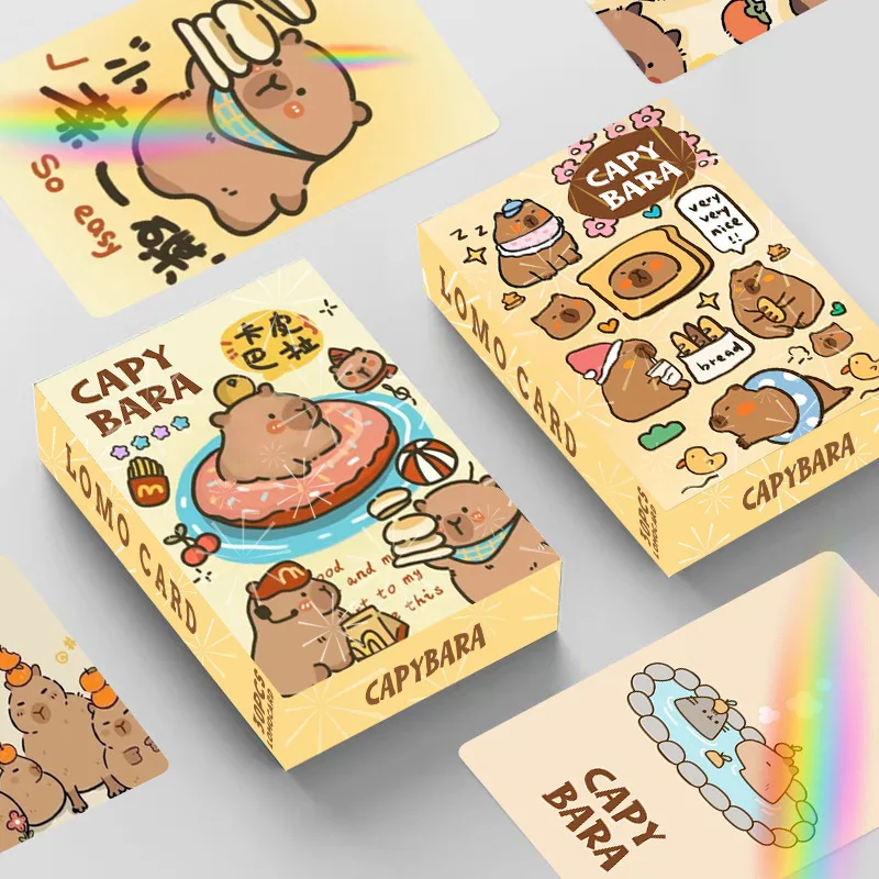 30pcs Laser Flash Capybara Card Capibala Double-sided Small Cards LOMO Card Anime Peripheral Box Collection Greeting Gifts