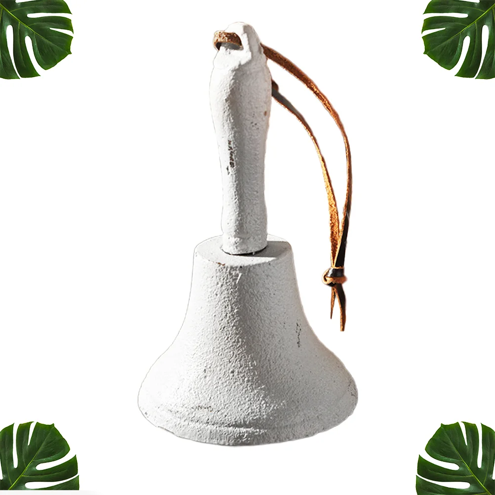 

Cast Iron Hand Bells Retro Countryside Hand Bells Iron Bells Creative Hanging Bells (White)