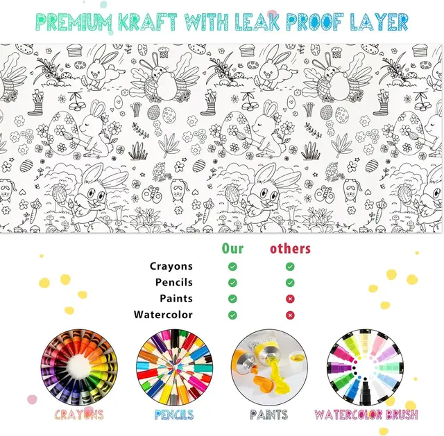 부활절 축제 분위기를 고조시키고 어린이의 창의력을 자극하는거대한 색칠 포스터 식탁보