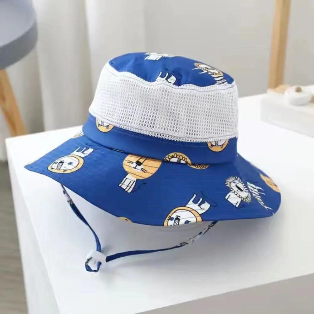 Breathable Baby Sun Hat Cute Cartoon Print Wide Brim Summer
