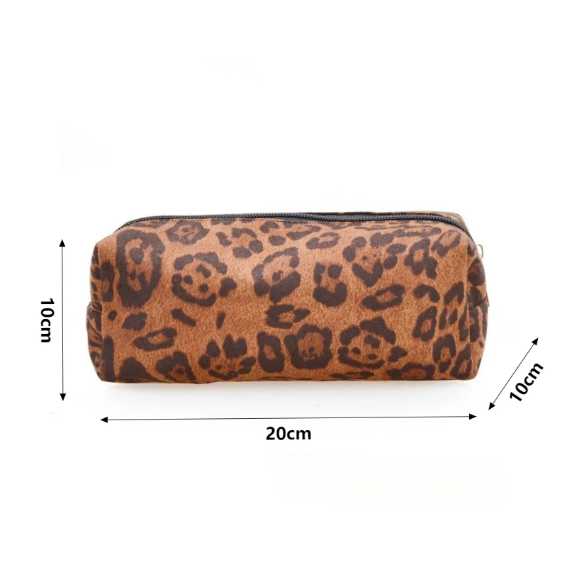 Large Women Leopard Cosmetic Bag Box Shaped Zipper Make Up Bag Travel Washing Makeup Organizer Beauty Case Makeup Pouch Purse