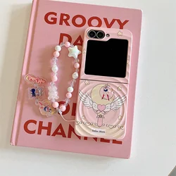 Adorable Wave Hinged Cartoon Phone Case with Magsafe Stand and Protective Cover - Z Flip 7 (NF196 - 2)