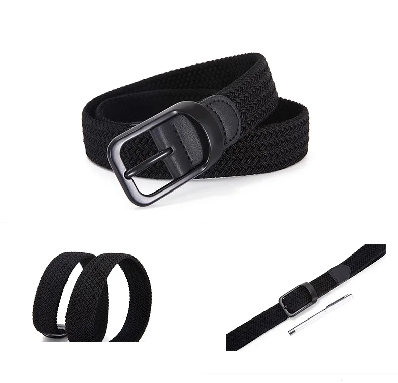 Nicht loch Punch-freies MÄNNER UND FRAUEN Woven Gürtel Elastische Stretch Leinwand Gürtel Weiblichen Koreanischen Stil Vielseitig Student hosen Gürtel – Detail 6