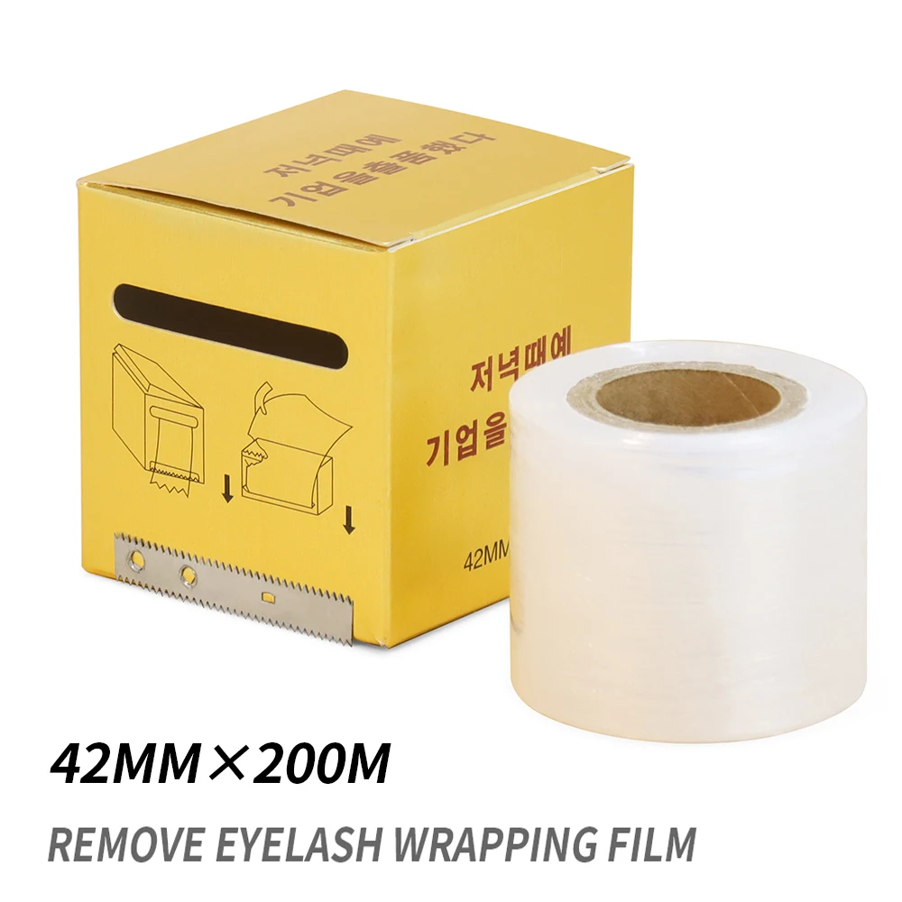 

200m/Roll 1 Pcs Tattoo Remove Eyelashes Clear Plastic Wrap With Cutting Blade Beauty Salon Film Makeup Tools