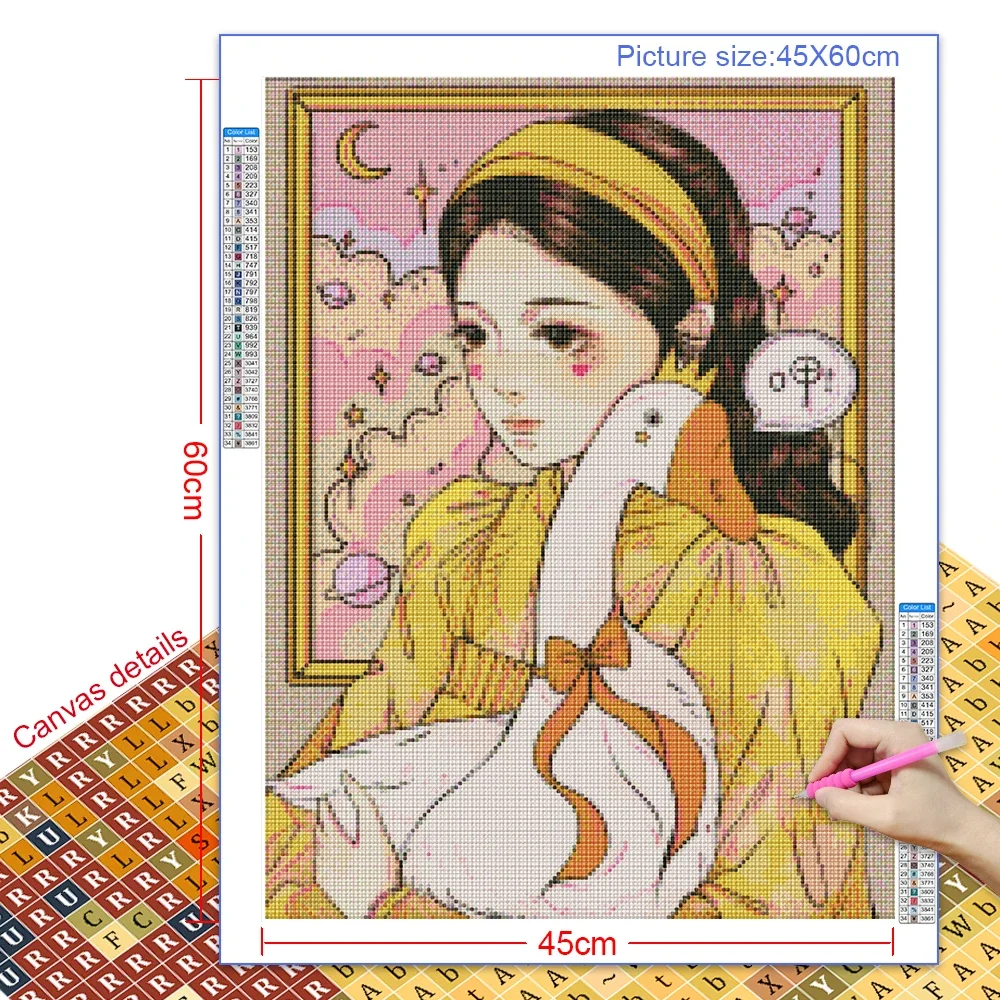 5D Diy Diamond Painting Cartoon Girl Portrait