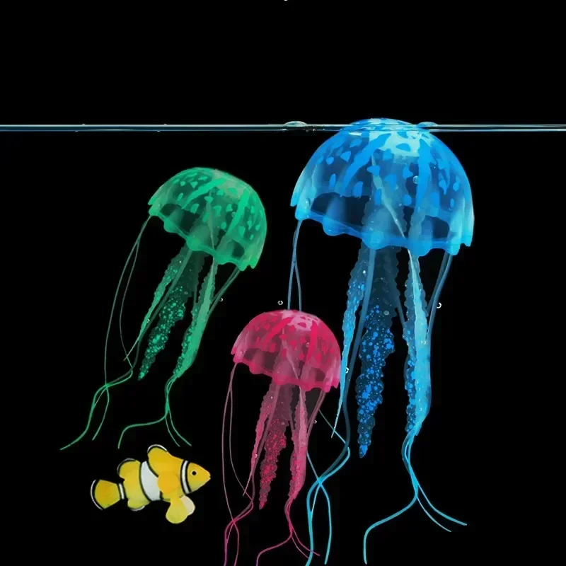 Glowing Effect Artificial Jellyfish Anemone Fish Tank Aquarium Plant Decoration Submarine Underwater Ornament fish tank ornaments fish tank decorations aquarium ornaments artificial plants artificial aquarium plants