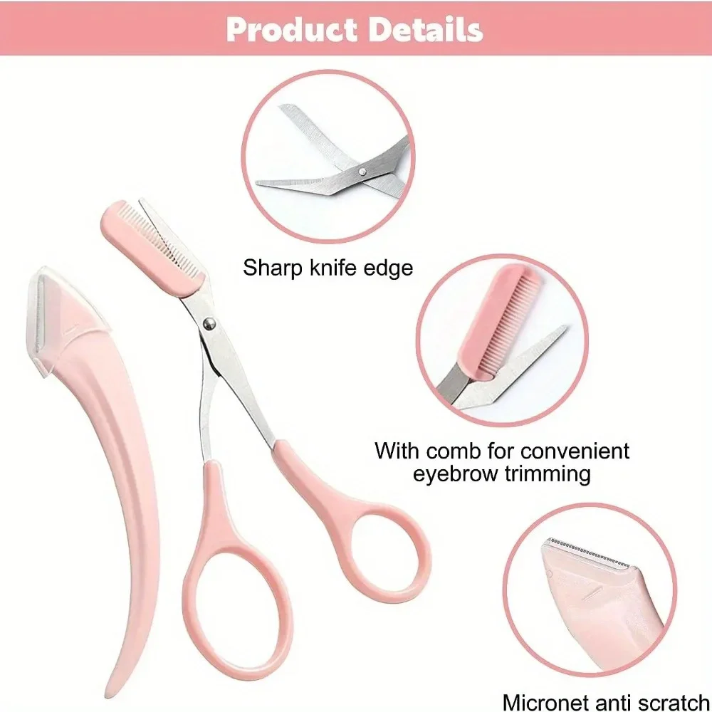 Professional Eyebrow Scissors Eyebrow Trimmer Eyebrow Face Shaver, Women with Comb Eyebrow Trimmer Scraper Accessories 5