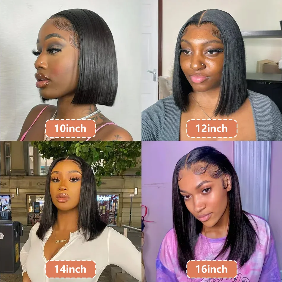 8-16 Inches Bone Straight 100% Real Human Hair Bob Wig 13x4 13x6 Lace Frontal Pre Plucked Hair Wigs Brazilian Remy For Women