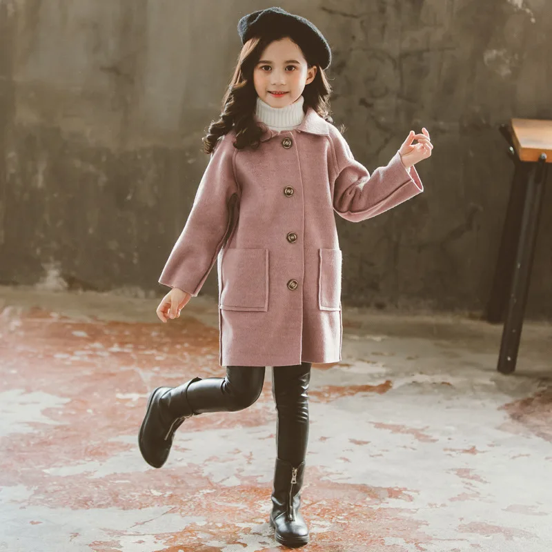 Kids Winter Wool Blend Coats for Teen Girls 6-12 Years Old