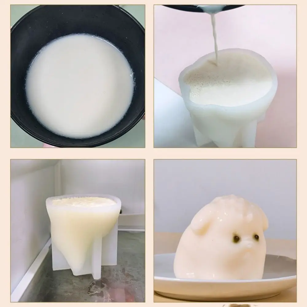 3D Dog Milk Pudding Mold Cartoon Silicone Mousse Cake Molds Handmade Non-stick Rabbit Bear Ice Cream Mold