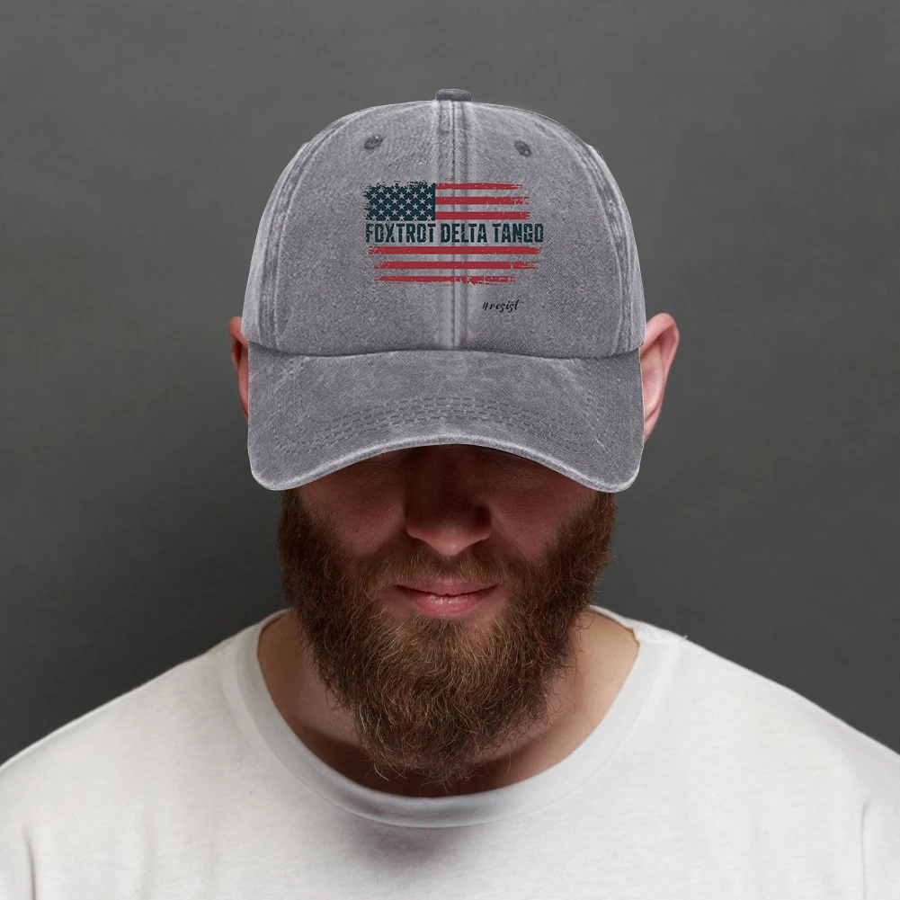 Distressed Baseball Cap Breathable Adjustable Dad Hat Comfortable Unisex Golf Hat Foxtrot Delta Tango for Outdoor Sports