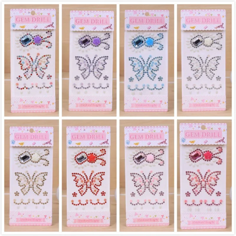 

5 шт./лот акриловые наклейки со стразами в виде бабочек и кристаллов