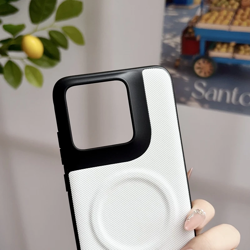 Magnetic Soft TPU + Diamond Pattern PU Leather Anti-Fingerprint Case